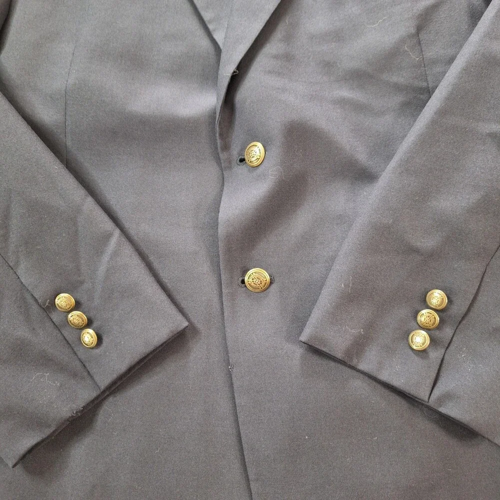 Bernhard Altmann Blazer Mens 44 Blue Wool Gold Button Sport Coat Single Vent